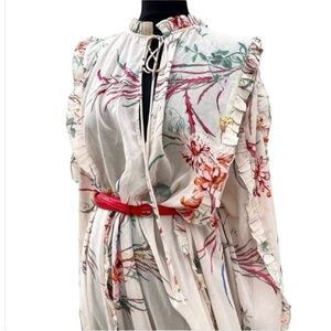 New Floral Maxi Dress Ruffle Chiffon Sheer Festival Boho Coachella‎ Resort Flowy